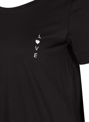 Kortærmet t-shirt i bomuld, Black w. Love, Packshot image number 2