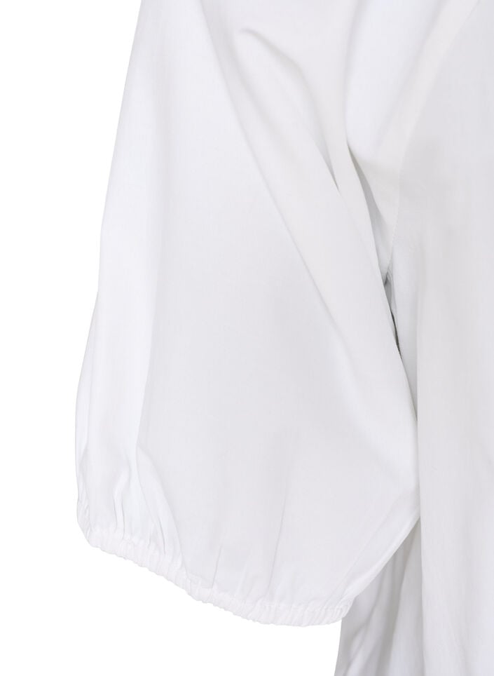 Skjortebluse med knaplukning og bindeb&aring;nd, Hvid, Packshot image number 3