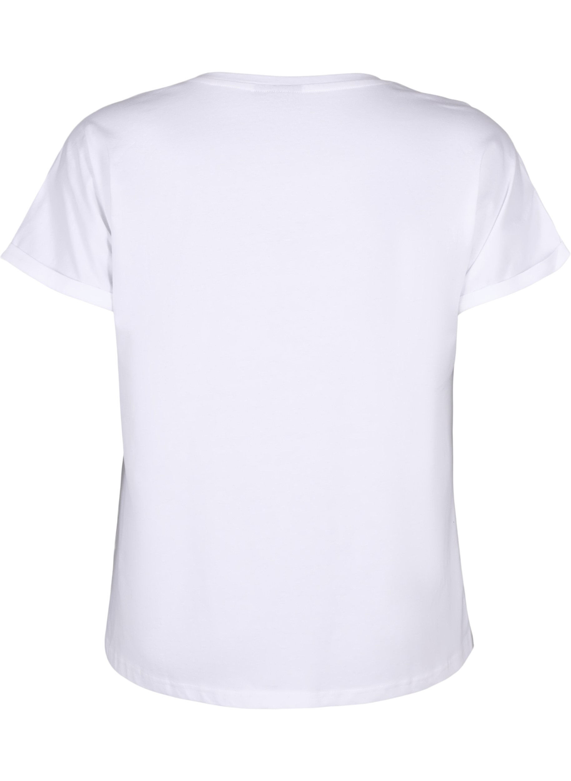Zizzi T-shirt i &oslash;kologisk bomuld med broderi anglaise, Bright White, Packshot image number 1