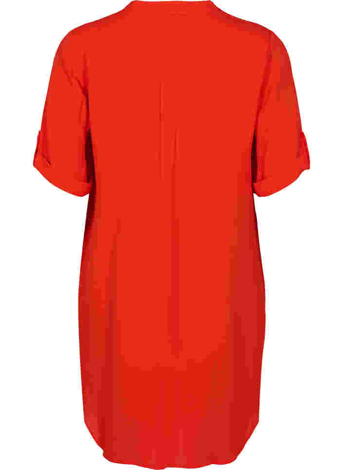 Viskose tunika med korte ærme, Fiery Red, Packshot image number 1