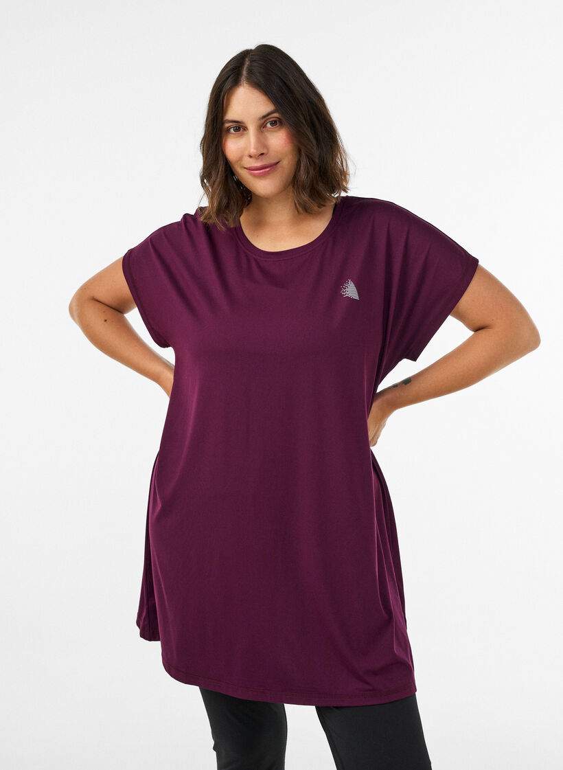 Lang tr&aelig;nings t-shirt, Lilla, Model image number 0