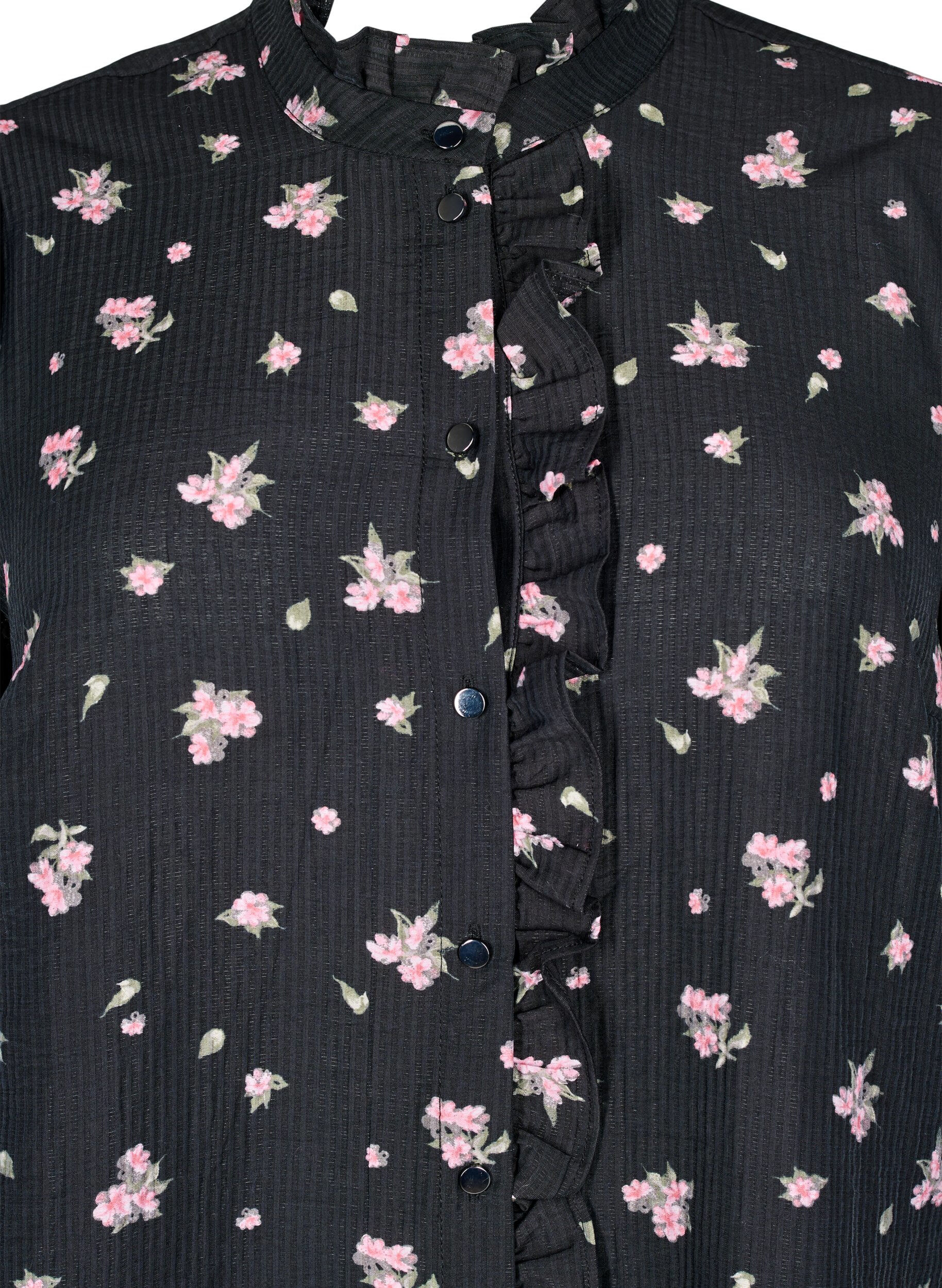 Zizzi Blomstret tunika i lyocell, Sort, Packshot image number 2