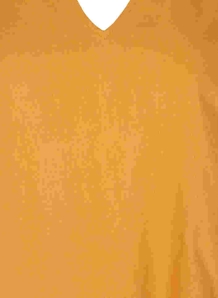 Kortærmet kjole i bomuldsmix med hør, Honey Mustard, Packshot image number 2