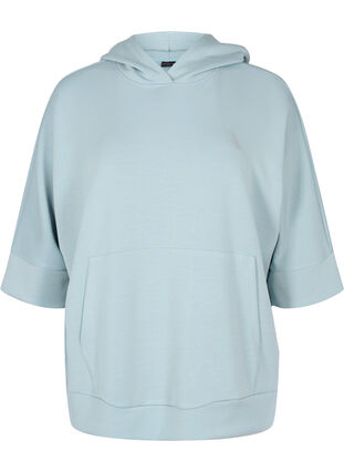 Sweatshirt med hætte og 3/4 ærmer, Slate, Packshot image number 0