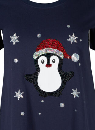 Jule t-shirt i bomuld, Night Sky Pingvin, Packshot image number 2