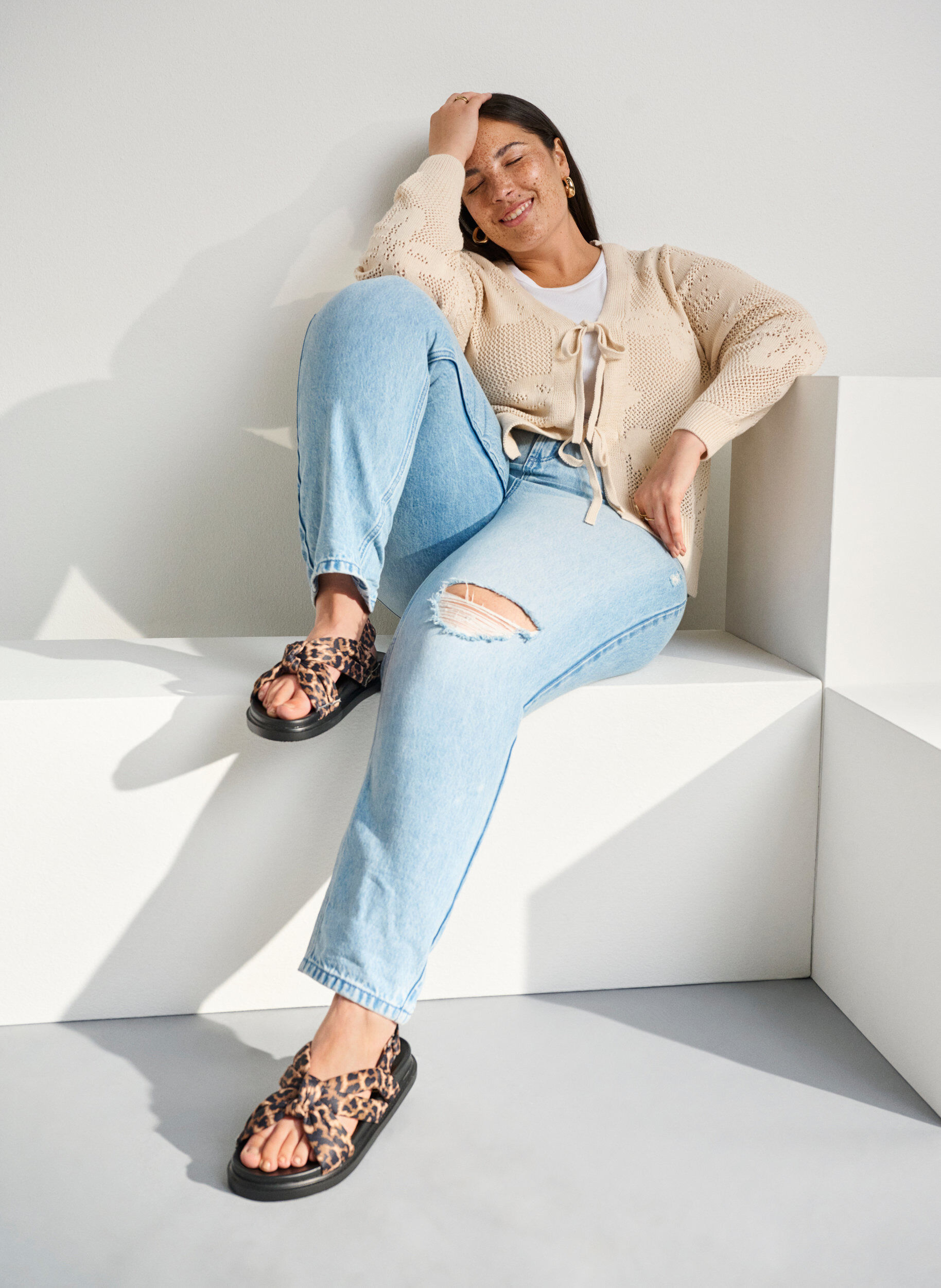 Wide fit - Sandal med knudedetalje