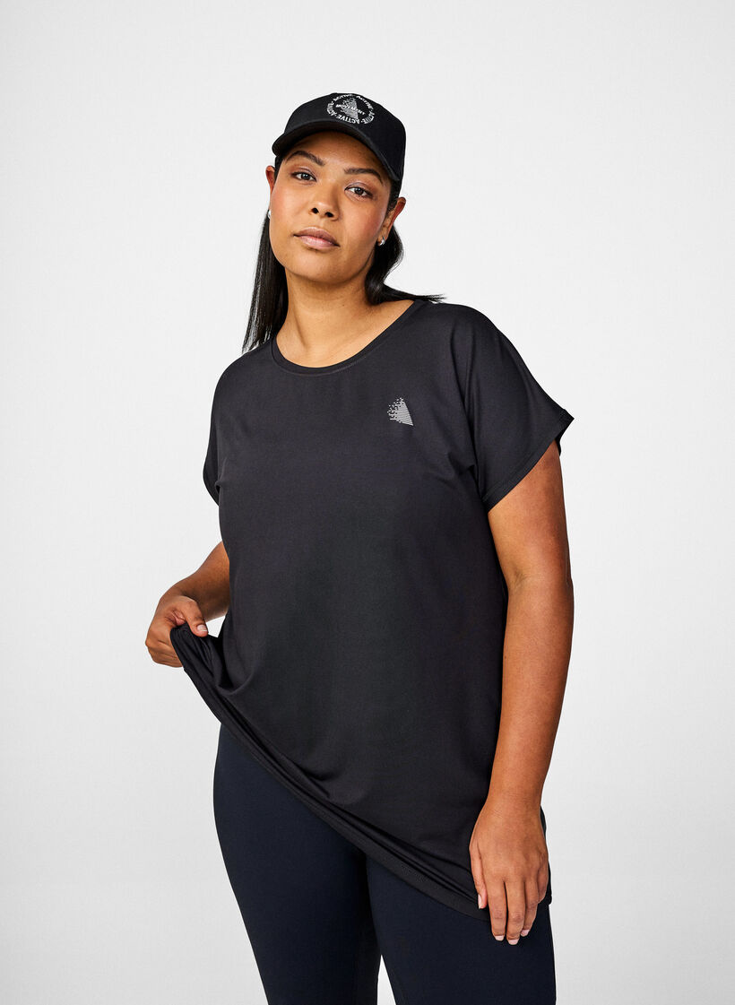 Lang tr&aelig;nings t-shirt, Sort, Image image number 0