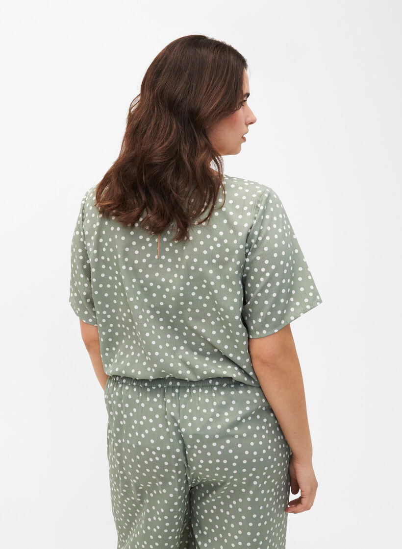 FLASH - Kortærmet bluse med print, Iceberg Green Dot, Model image number 1