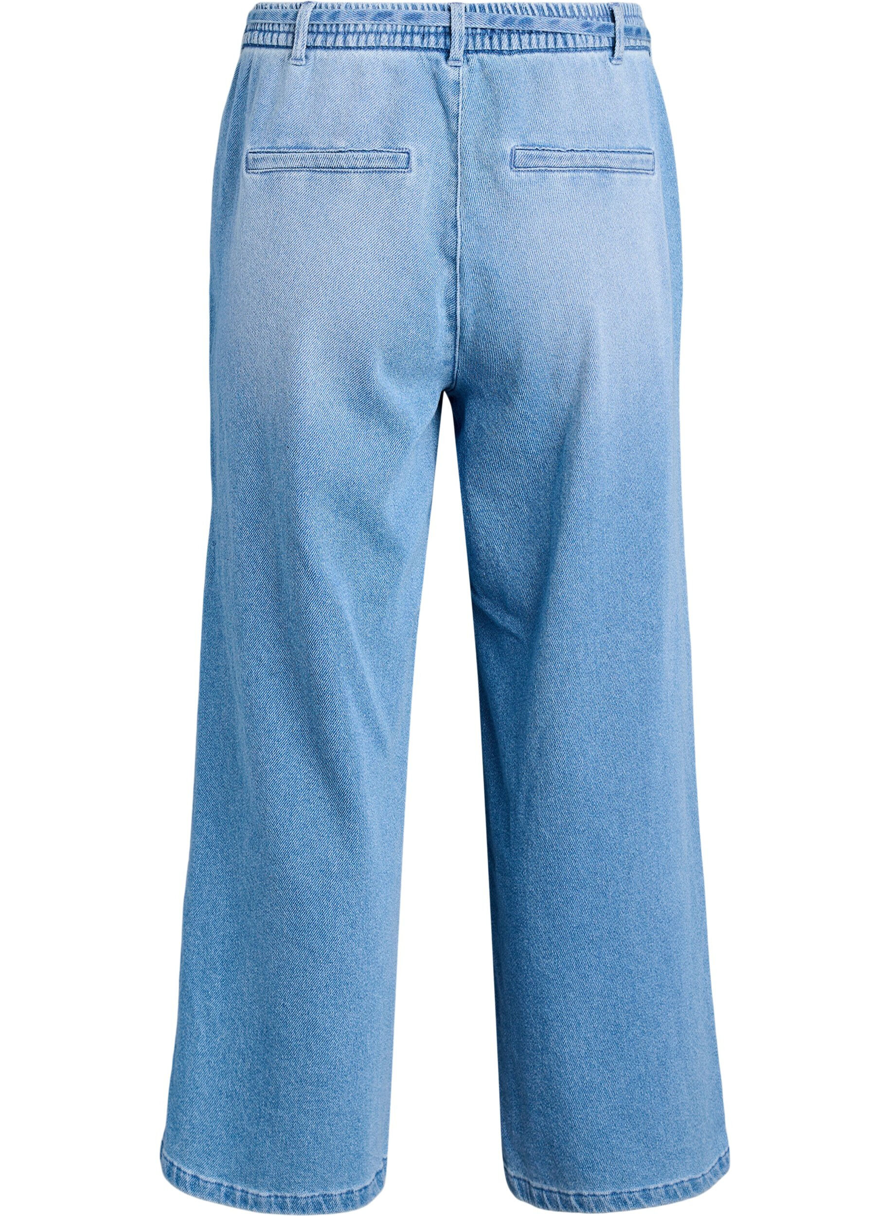 ZizziLoose fit jeans med elastisk talje og bindeb&aring;nd, Bl&aring;, Packshot image number 1