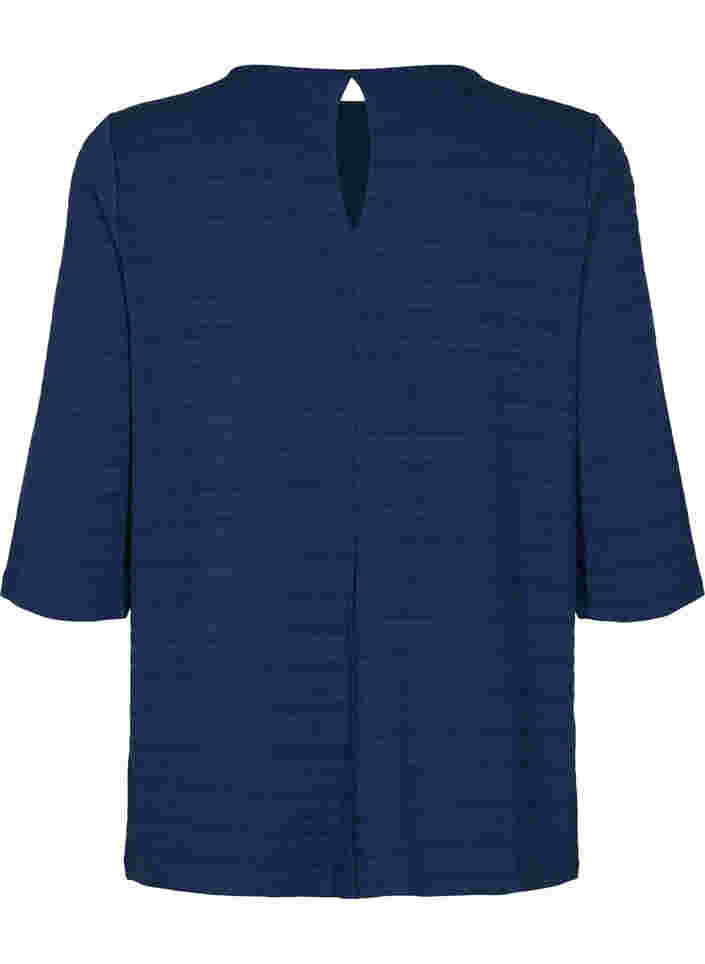 Bluse med 3/4 ærmer og v-udskæring, Navy Blazer, Packshot image number 1