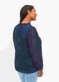 Bluse med lange ærmer og flæsedetaljer, Navy Blazer, Model