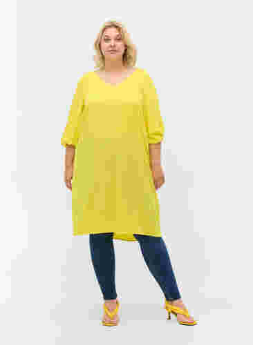 Viskose kjole med v-udskæring, Blazing Yellow, Model image number 2