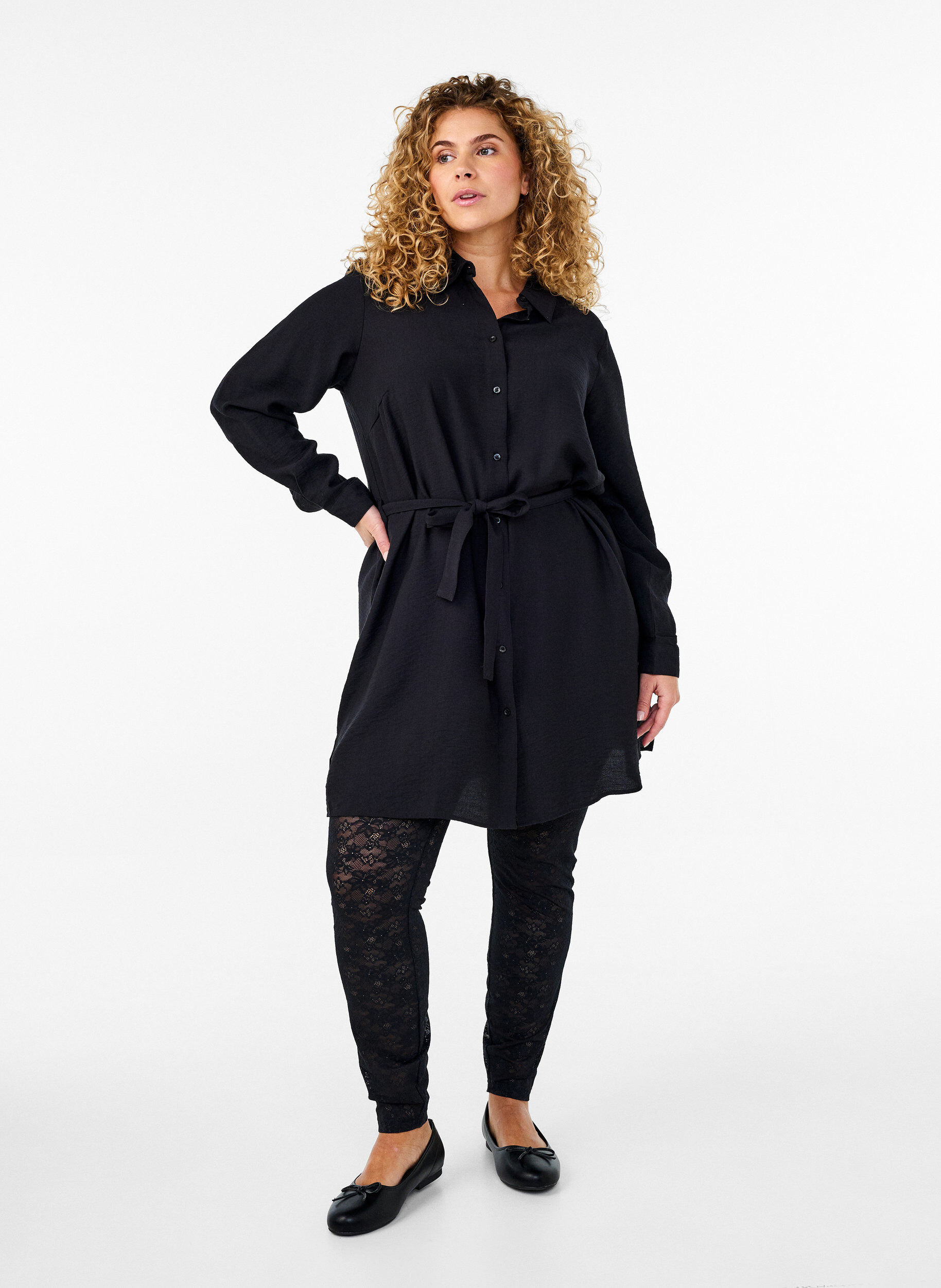 Zizzi Blonde leggings, Sort, Model image number 1