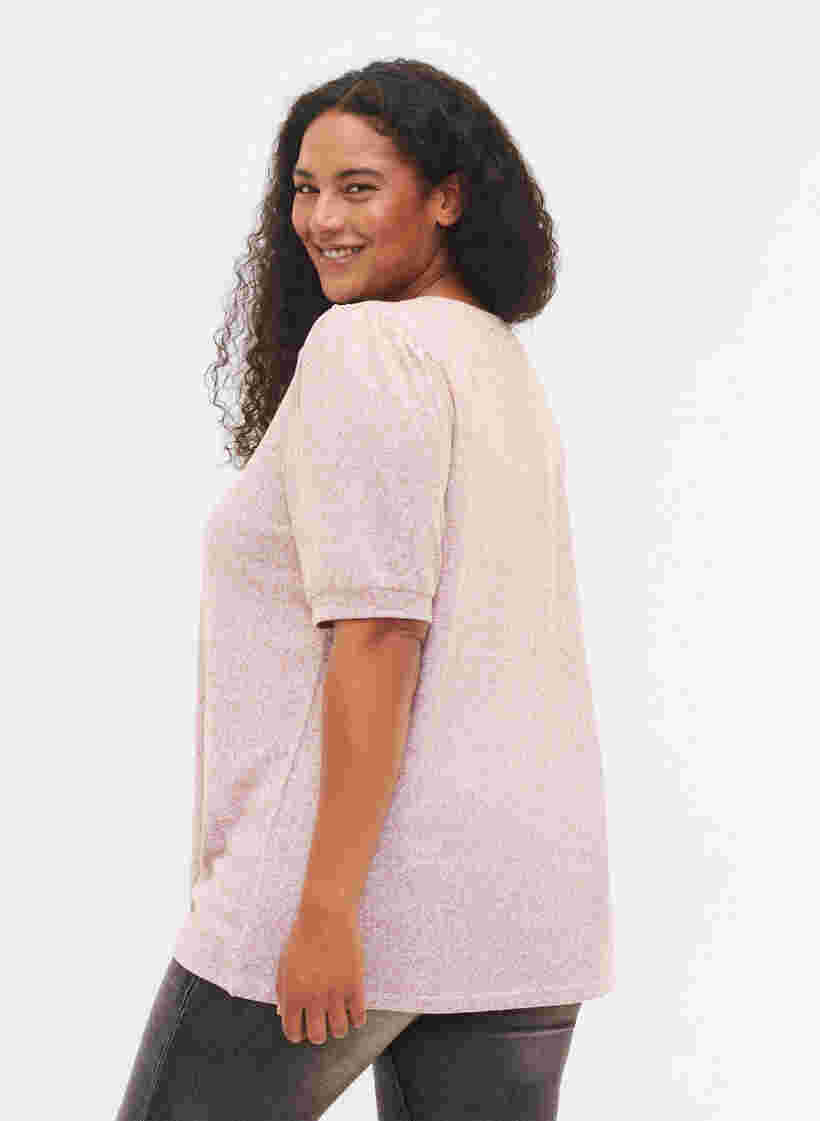 Bluse med korte pufærmer, Dusty Rose Mel., Model image number 1