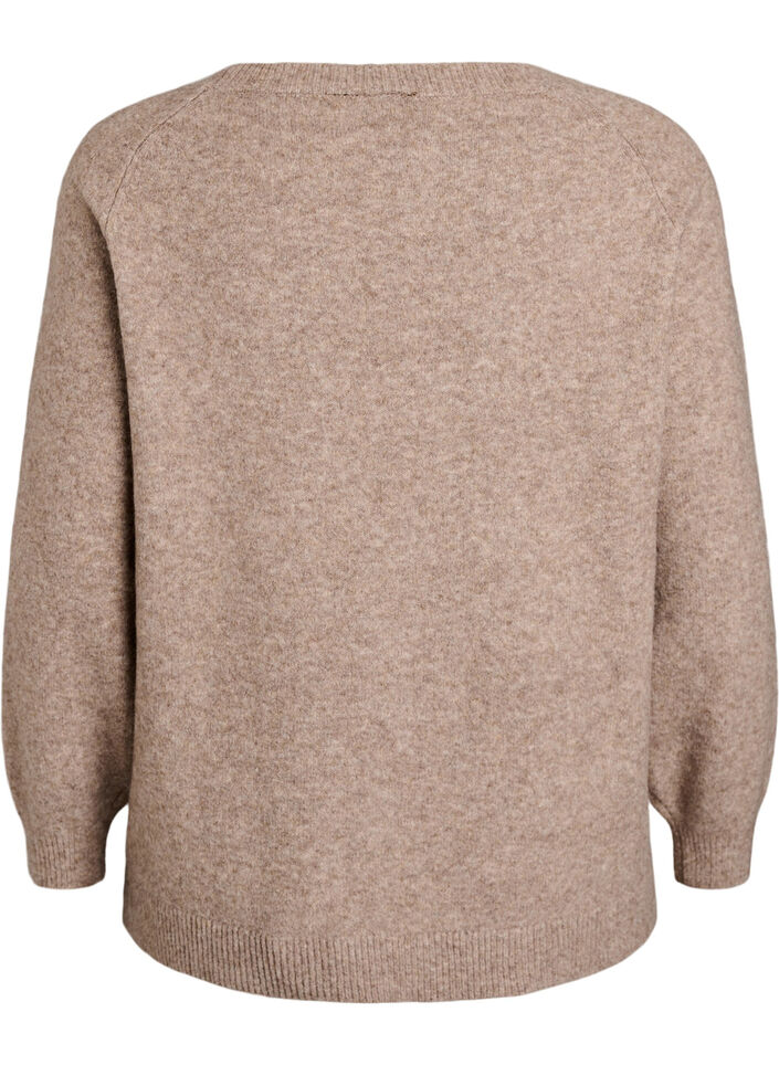 Strikbluse med rhinsten og nitter, Beige, Packshot image number 1