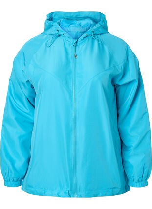 Kort jakke med hætte og justerbar bund, River Blue, Packshot image number 0