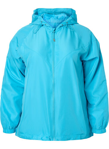 Kort jakke med hætte og justerbar bund, River Blue, Packshot image number 0