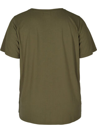 Kortærmet t-shirt i ribkvalitet, Olive Night, Packshot image number 1
