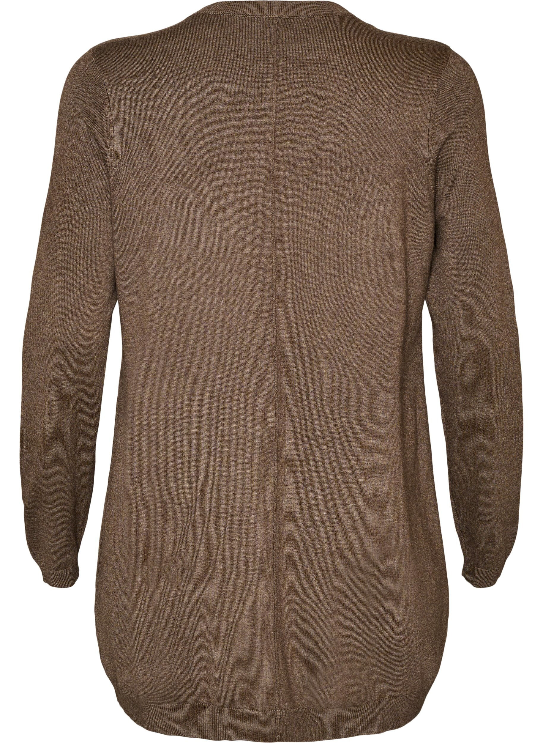 ZizziLang strikcardigan i viskosemix, Brun, Packshot image number 1
