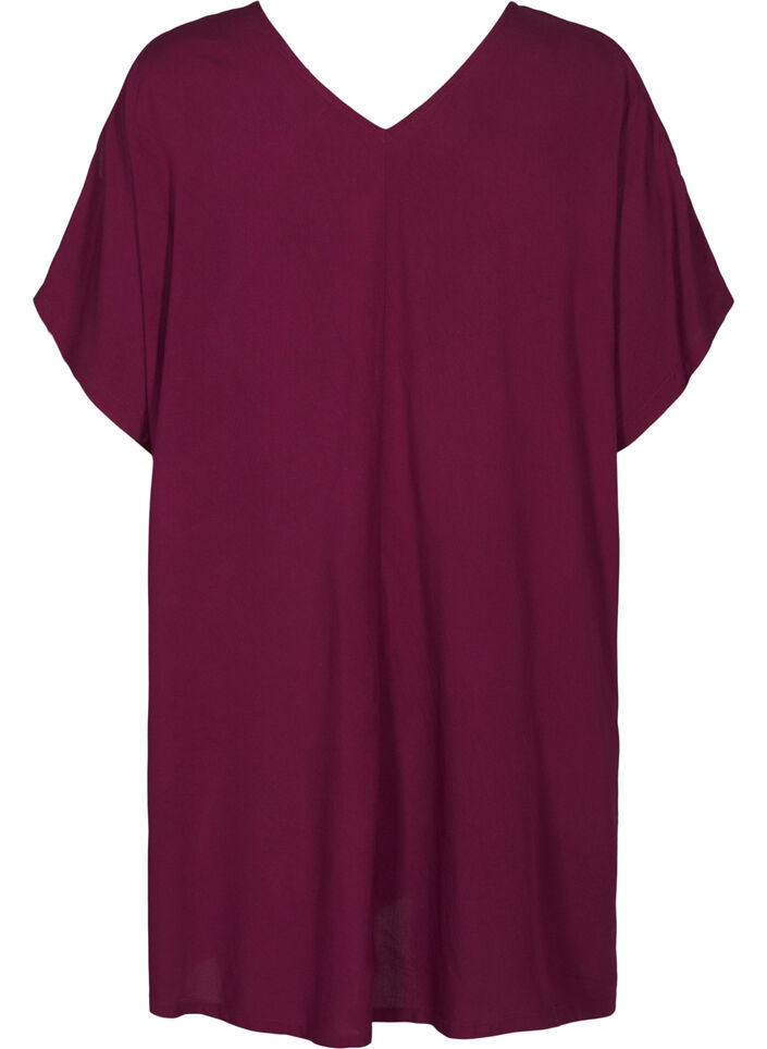 Strandkjole i viskose med skulderdetalje, Rød, Packshot image number 1