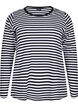 Stribet bluse med lange &aelig;rmer, Sort, Packshot image number 0