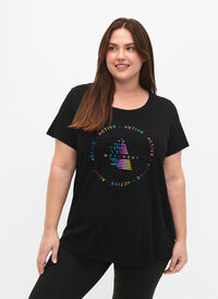Trænings t-shirt med print, Black/Hologram logo, Model