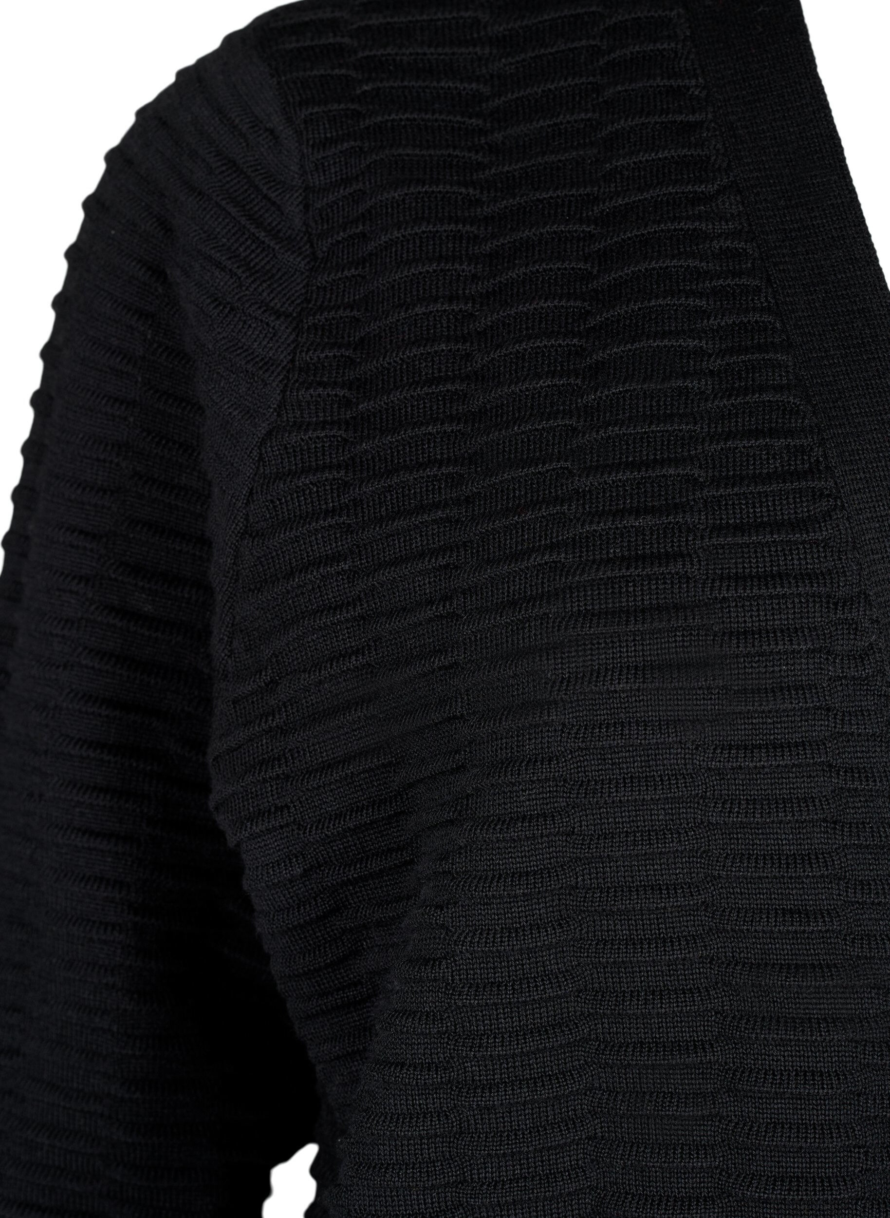 Zizzi Strikket cardigan i bomulds-viskose mix, Black, Packshot image number 2