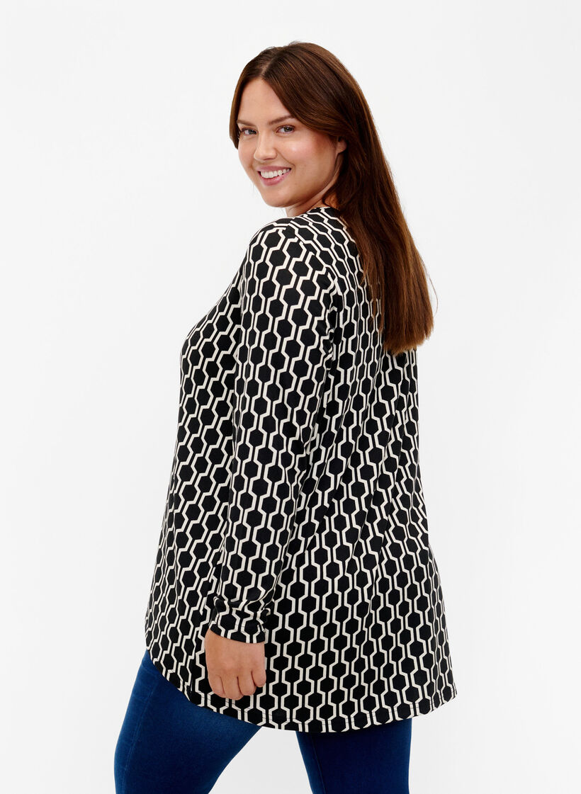 Mønstret bluse med lange ærmer, Birch W. Graphic, Model image number 1