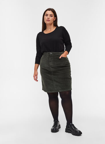 Bomulds nederdel i fløjl, Urban Chic, Model image number 0