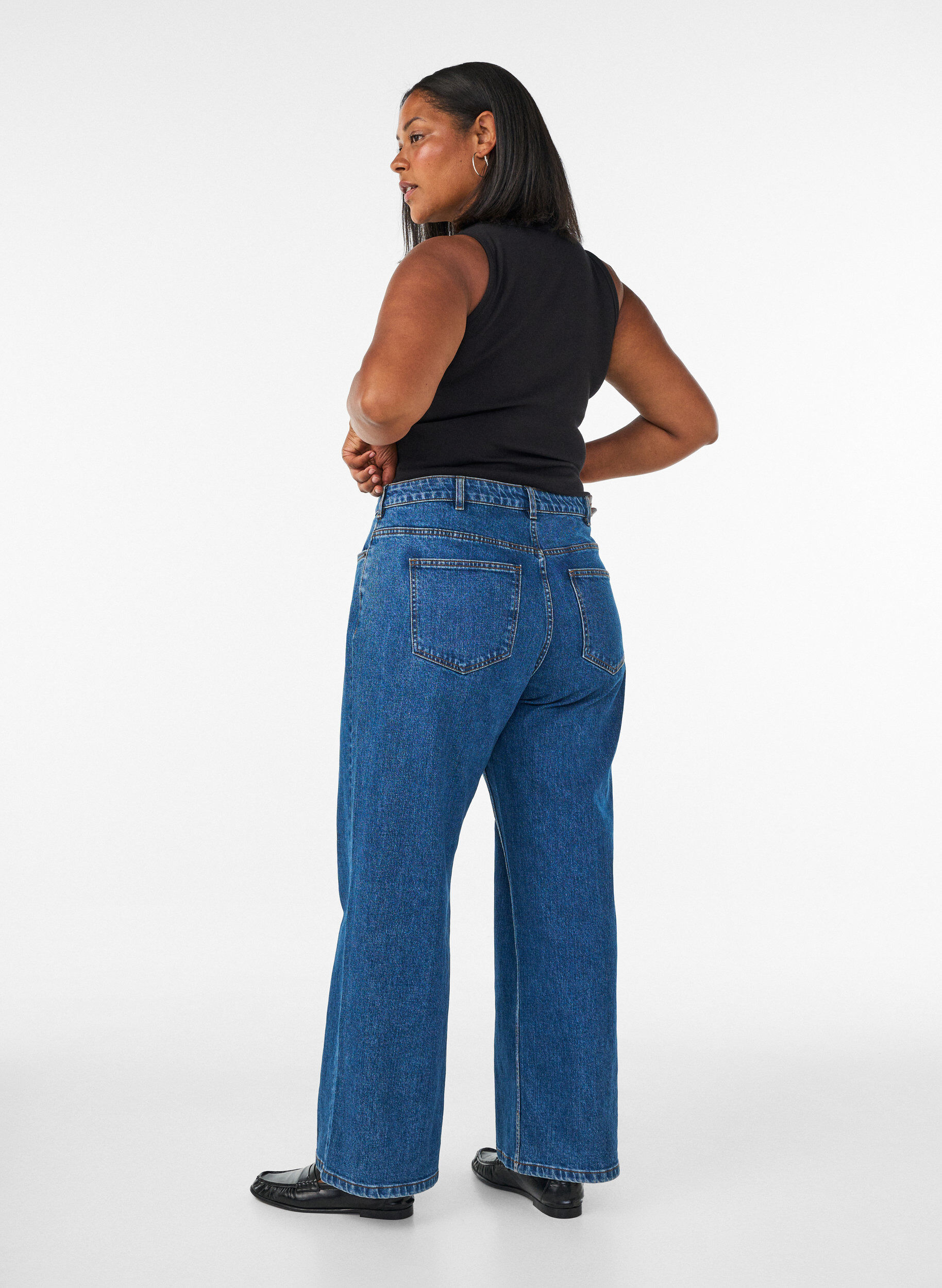ZizziWide leg jeans med h&oslash;j talje, Bl&aring;, Model image number 1