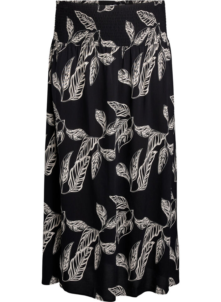 Maxinederdel i viskose med smock, Sort, Packshot image number 0