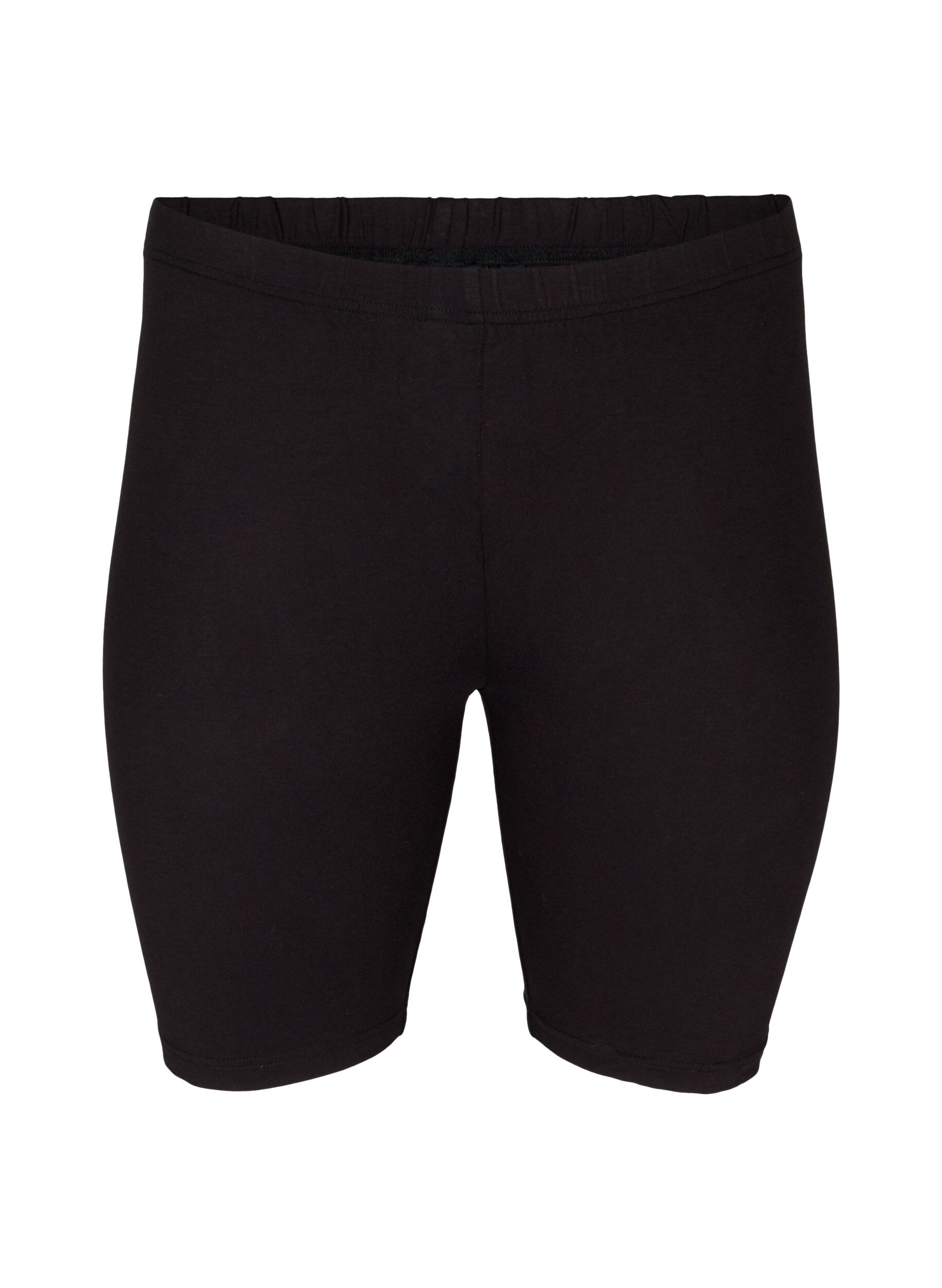 Zizzi Ensfarvede basis cykelshorts, Sort, Packshot image number 0