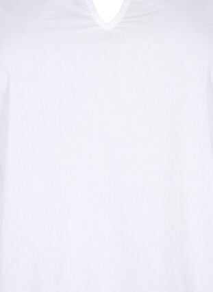 Bluse med lange ærmer og dekorative detaljer, Bright White, Packshot image number 2