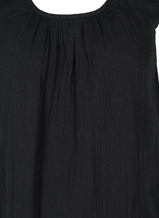 Ærmeløs bomulds kjole med a-form , Black, Packshot image number 2