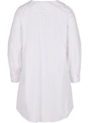 Lang skjorte i bomuld med stor krave, Bright White, Packshot image number 1