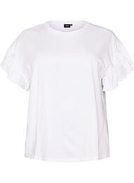 T-shirt i &oslash;kologisk bomuld med fl&aelig;se&aelig;rmer, Hvid
