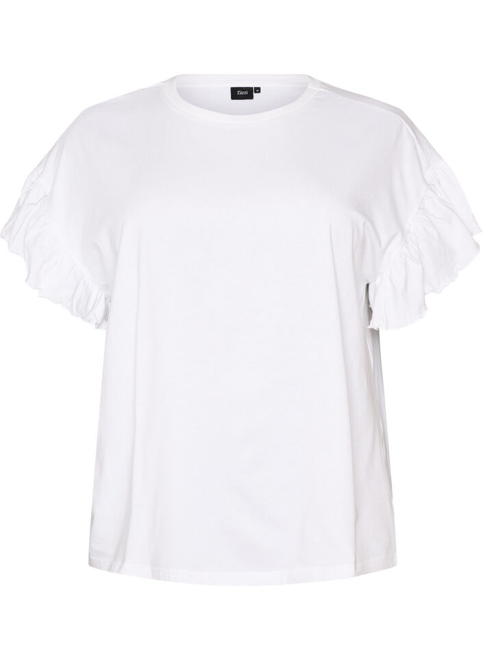 T-shirt i &oslash;kologisk bomuld med fl&aelig;se&aelig;rmer, Hvid, Packshot image number 0