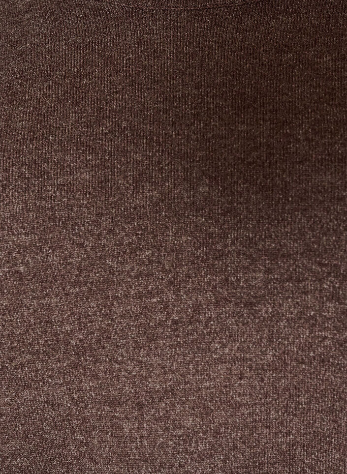 Strikbluse med rund hals, Brun, Packshot image number 2