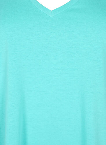 Kortærmet t-shirt med v-udskæring, Turquoise, Packshot image number 2