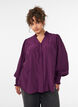 Skjortebluse med fl&aelig;sekrave og rynkedetaljer, Lilla, Model image number 0