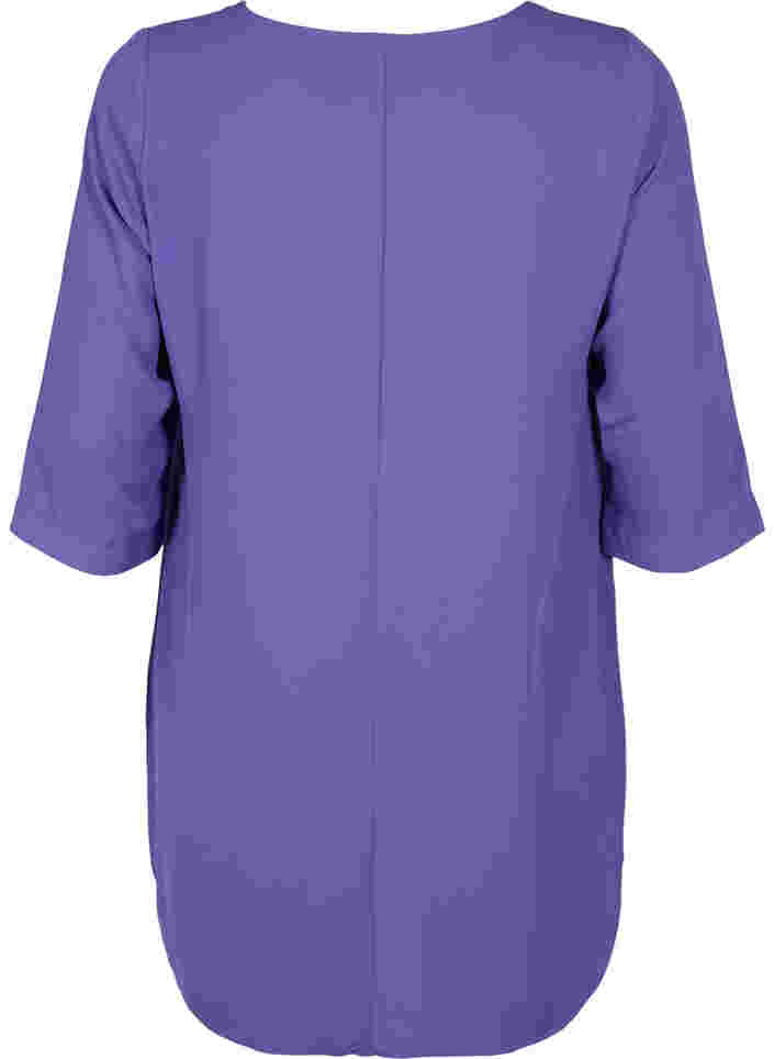 Bluse med 3/4 ærmer og v-hals, Ultra Violet, Packshot image number 1
