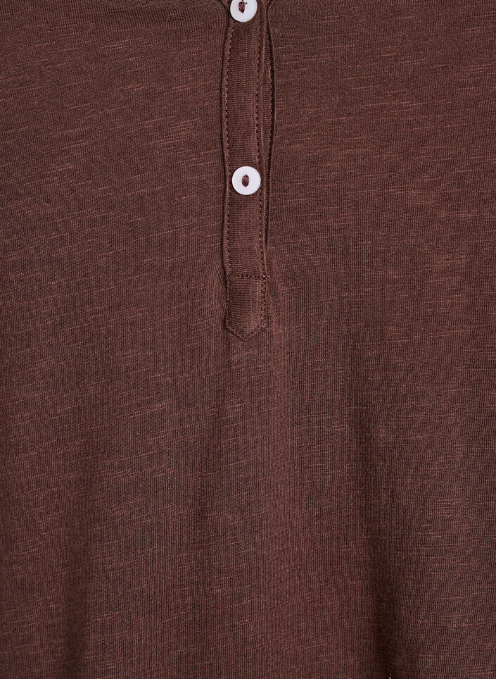 T-shirt med knapdetalje, Brun, Packshot image number 2