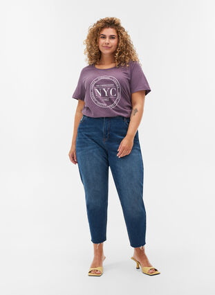 Meleret t-shirt med tryk og korte ærmer, Vintage Violet Mel., Model image number 2