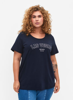 Bomulds t-shirt med tekstprint, Night Sky W. Las, Model image number 0