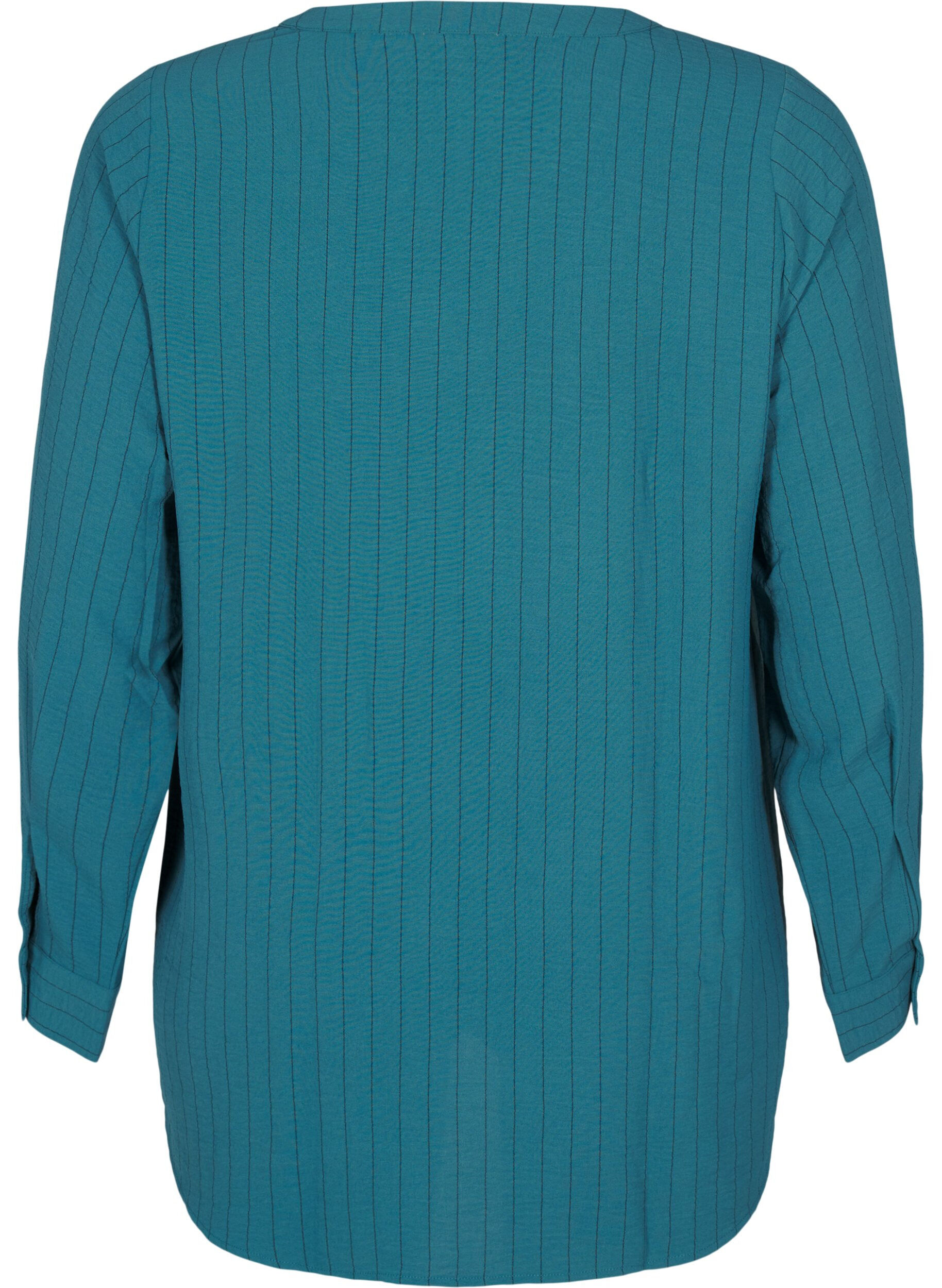 Zizzi FLASH - N&aring;lestribet skjortebluse, Gr&oslash;n, Packshot image number 1