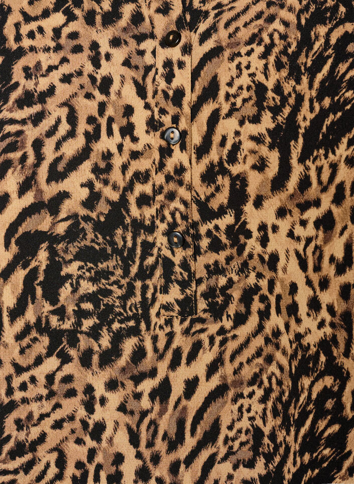 Bluse med korte &aelig;rmer og v-udsk&aelig;ring , Brun, Packshot image number 2