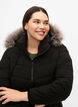 Kort pufferjakke med h&aelig;tte, Sort, Model image number 3