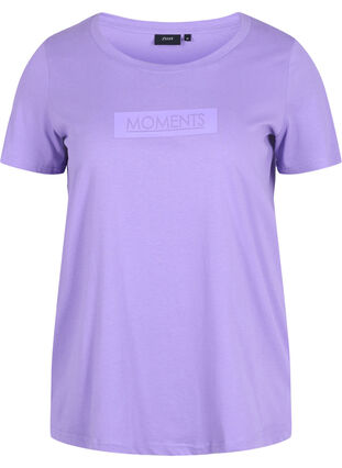 Kortærmet bomulds t-shirt med tryk , Paisley Purple TEXT, Packshot image number 0