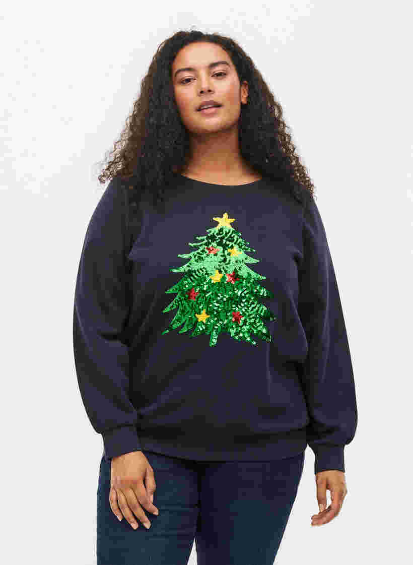 Jule sweatshirt, Night Sky Tree, Model