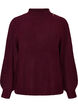 Ribstrikket sweater med ballon&aelig;rmer og knapper, M&oslash;rk Bordeaux, Packshot image number 0